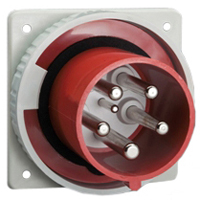 Pin and Sleeve Inlet Devices 888-665 IEC 60309 Panel Mnt Inlet Straight, IP67, 60A 380-415V & 400V, 63A 220/380-240/415V, 6H, IEC 309 International Pin and Sleeve Devices  